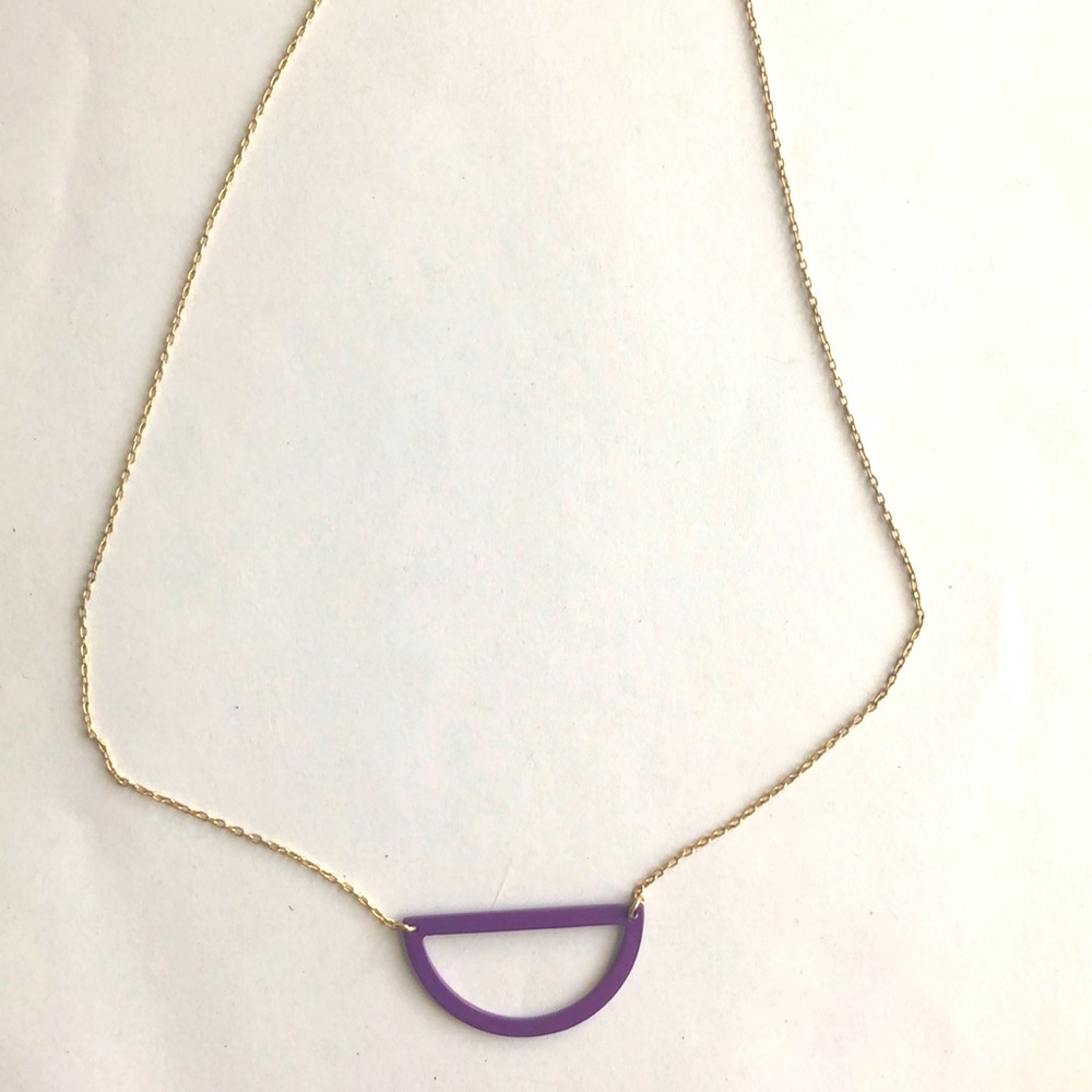 Kate Spade Saturday Purple Half Moon Gold tone Necklace